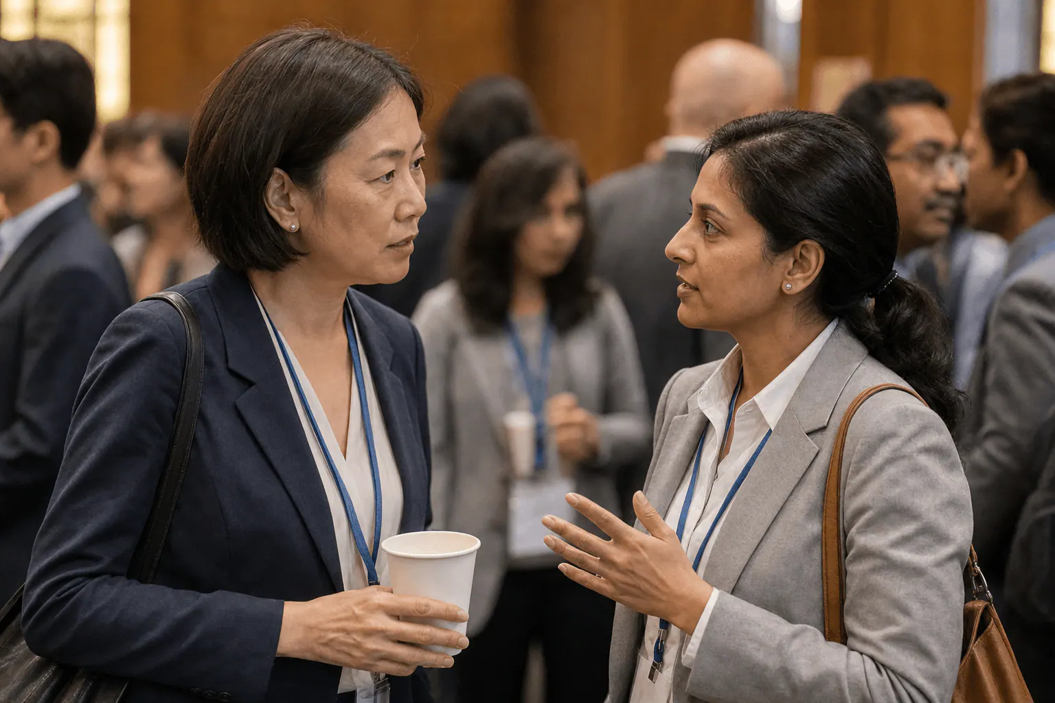 Speakers contributing to an international panel conversation