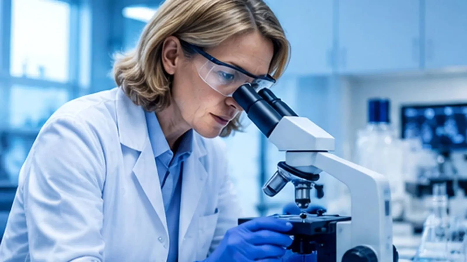 Researcher working with laboratory equipment